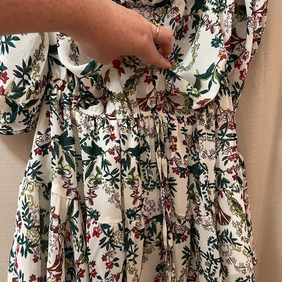 🔴 Essue Multicolor Floral Mini Dress Size Small Off the Shoulder - Picture 6 of 8